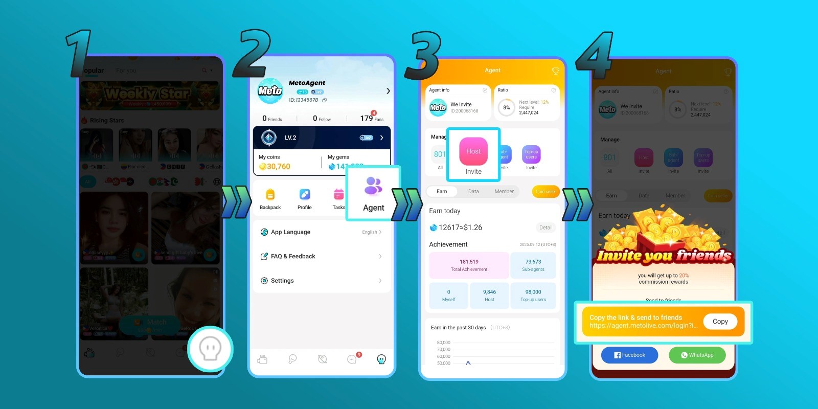 Meto Live Tutorial Invite New Host as Agent - Step by step