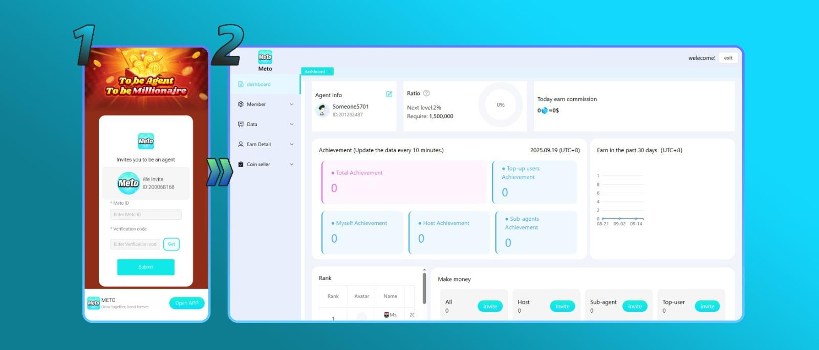 Agent registration - Enter verification code and access Agent Dashboard