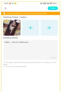 Greeting Words setup example - video greeting on Meto Live